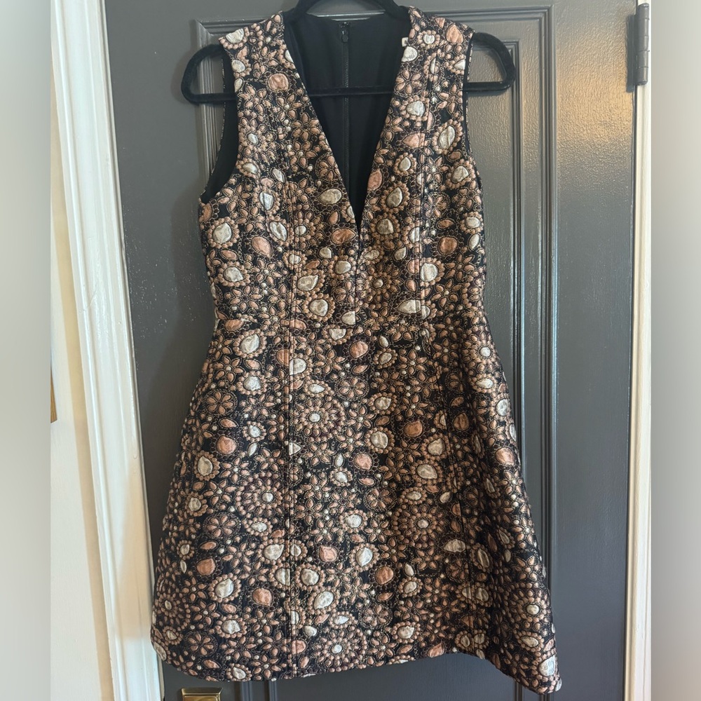 Alice + Olivia Black Pacey Lantern Brocade Dress